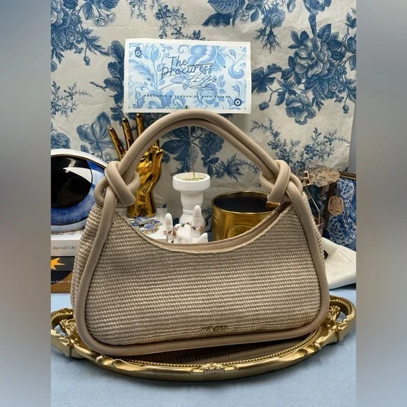 🆕 CULT GAIA 🧿 NWOT Brisa Woven Raffia Knotted Shoulder Bag, Cream / Natural - Picture 2 of 15